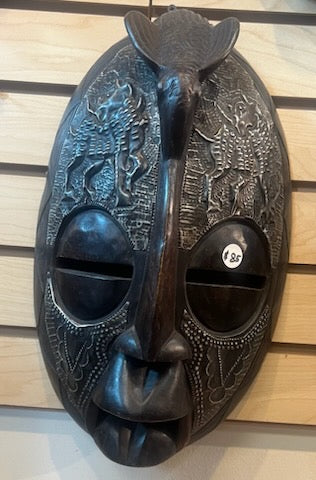 Elongated African Mask with Tribal Patterns